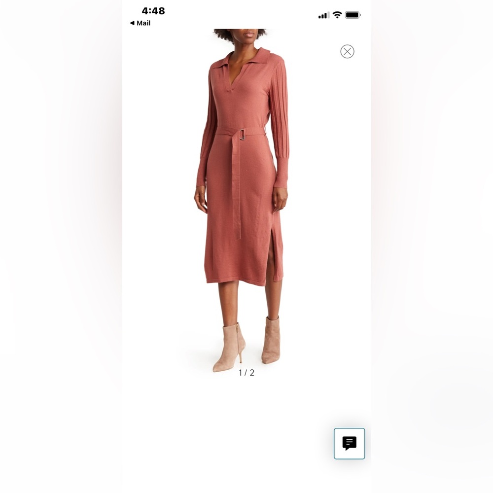 Golden Gate Long Sleeve Belted Sweater Dress